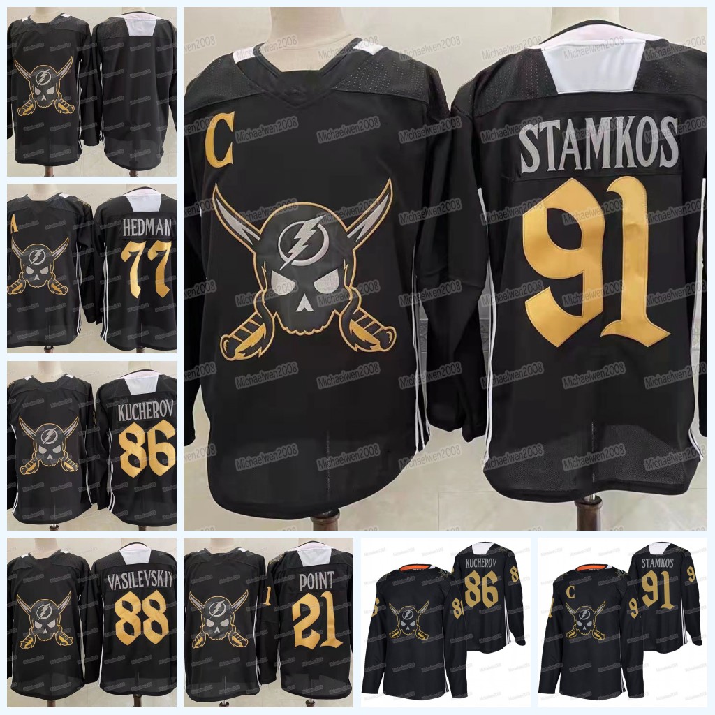 Lightning 2022 Pirate-themed Black Gasparilla Jersey Nikita Kucherov Victor Hedman Andrei Vasilevskiy Brayden Point Steven Stamkos Alex Killorn Pat Maroon, Men
Lightning 2022 Pirate-themed Black Gasparilla Jersey Nikita Kucherov Victor Hedman Andrei Vasilevskiy Brayden Point Steven Stamkos Alex Killorn Pat Maroon, Men