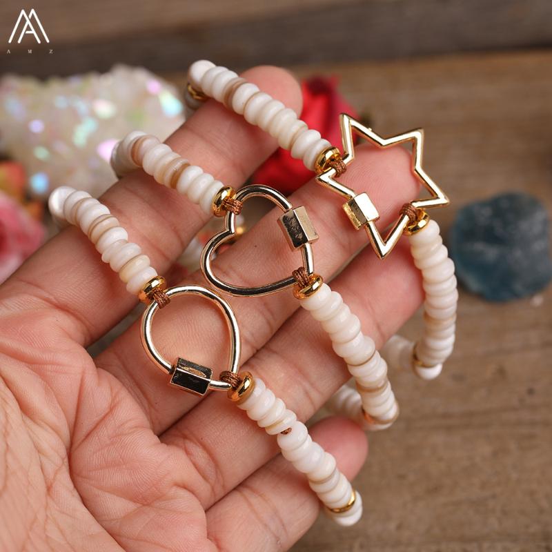 Gold Copper Open Spiral Lock Clasps Charms White Shell Disc Heishi Beads Adjustable Braided Bracelet For Women Jewelry Gift
Gold Copper Open Spiral Lock Clasps Charms White Shell Disc Heishi Beads Adjustable Braided Bracelet For Women Jewelry Gift