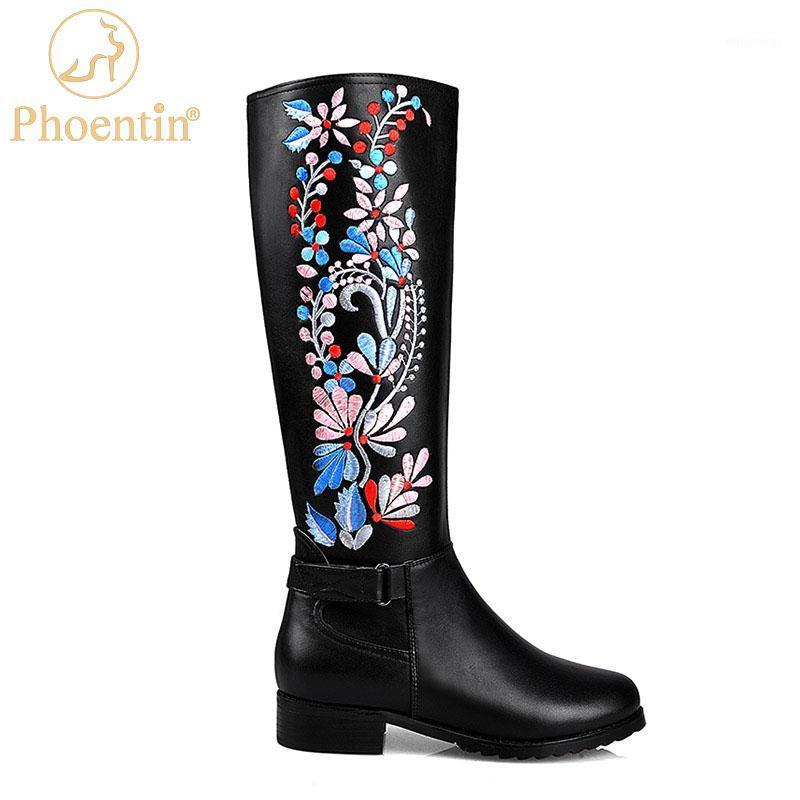 Phoentin Floral Embroidered knee High Riding boots 2020 genuine leather long boots women Low heels round toe shoes black FT12951, Black leather
Phoentin Floral Embroidered knee High Riding boots 2020 genuine leather long boots women Low heels round toe shoes black FT12951, Black leather