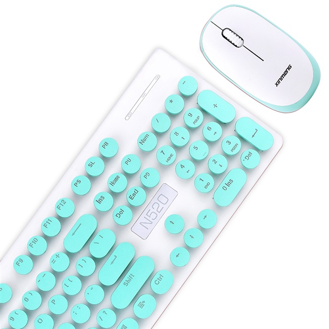Wireless Gaming Keyboard and Mouse Combos Slim Rose Gold Color 24GHz Keyboard Comfortable Touch Combos with Receiver for Office L