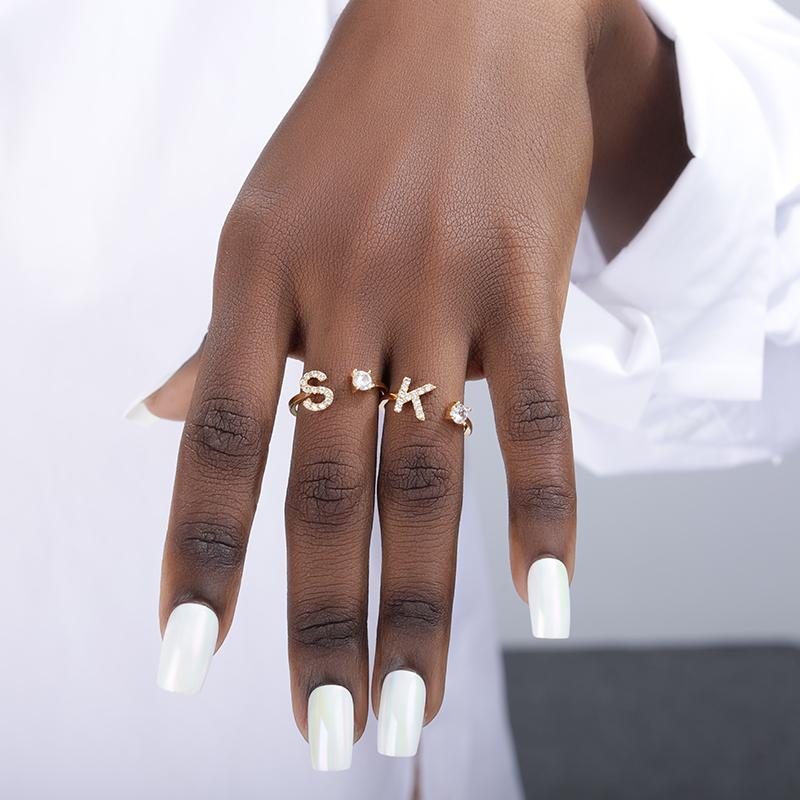 Initial A-Z 26 Letter Ring For Women Couple Engagement Wedding Jewelry Men's Charm Ring Christmas Gift Zircon Inlay Adjustable
Initial A-Z 26 Letter Ring For Women Couple Engagement Wedding Jewelry Men's Charm Ring Christmas Gift Zircon Inlay Adjustable