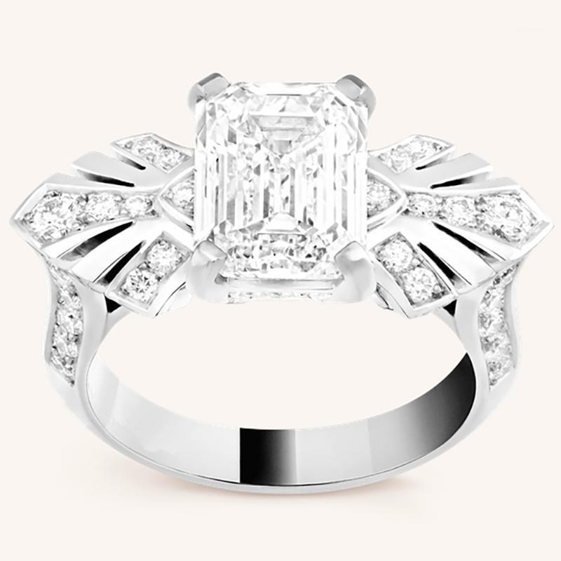 14K Au585 White Gold Ring Women Wedding Anniversary Engagement Party Ring Fan Rectangle Emerald Moissanite Diamond Elegant1
14K Au585 White Gold Ring Women Wedding Anniversary Engagement Party Ring Fan Rectangle Emerald Moissanite Diamond Elegant1