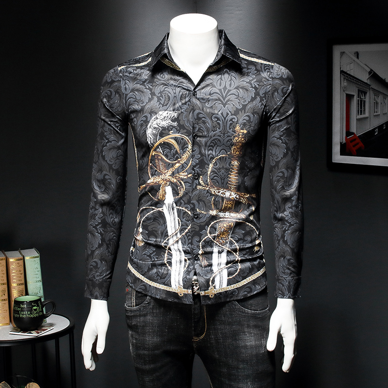 2020 Chemise Retro-printed Luxury Designer Men Long Skinny Social Adjustment Dress Shirts Streetwear Plus Size 5xl Sfh4, Black
2020 Chemise Retro-printed Luxury Designer Men Long Skinny Social Adjustment Dress Shirts Streetwear Plus Size 5xl Sfh4, Black