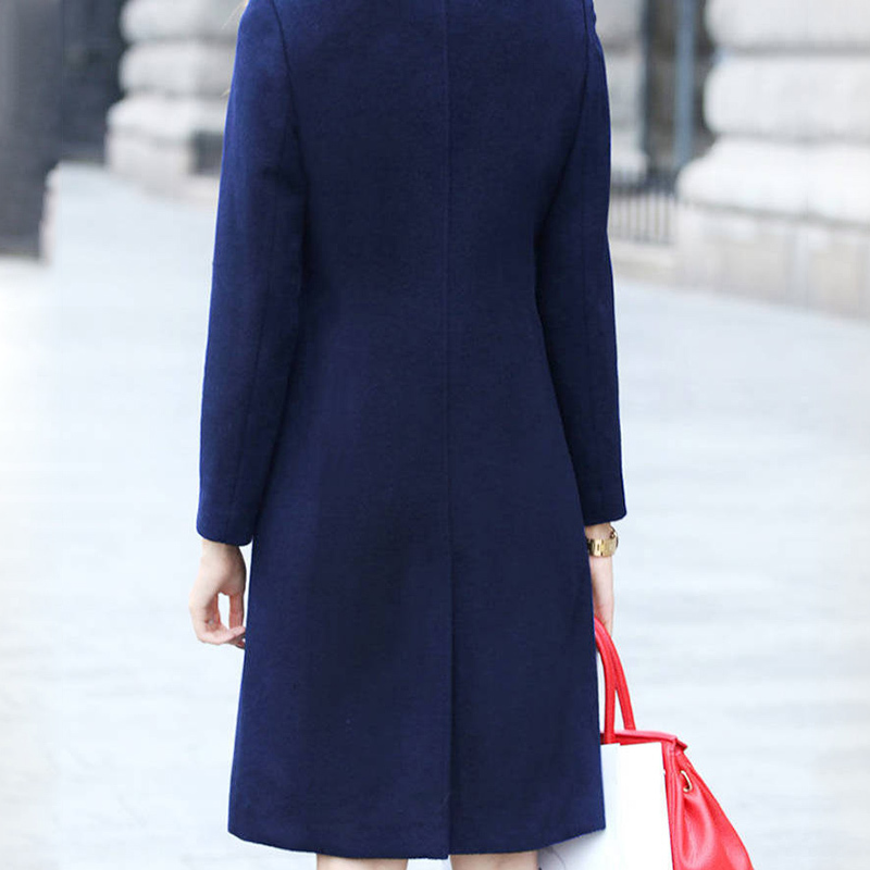 Lucyever Fashion British Solid Button Woolen Coat Women Plus Size Long Sleeve Coats Woman Elegant Pocket Slim Outwear Mujer 201103