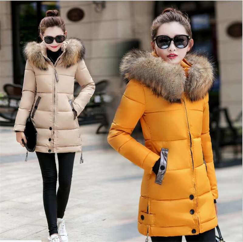 New 2019 Winter Jacket Women Coats Artificial raccoon hair collar Female Parkas black Thick Cotton Padded Lining Ladies Coats T200114