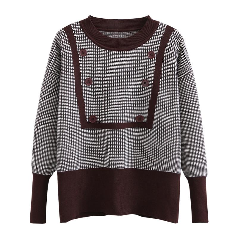 Autumn Women Button Decoration Houndstooth Knitting Sweater Female Long Sleeve Pullover Casual Lady Loose Tops SW1062, As pic
Autumn Women Button Decoration Houndstooth Knitting Sweater Female Long Sleeve Pullover Casual Lady Loose Tops SW1062, As pic