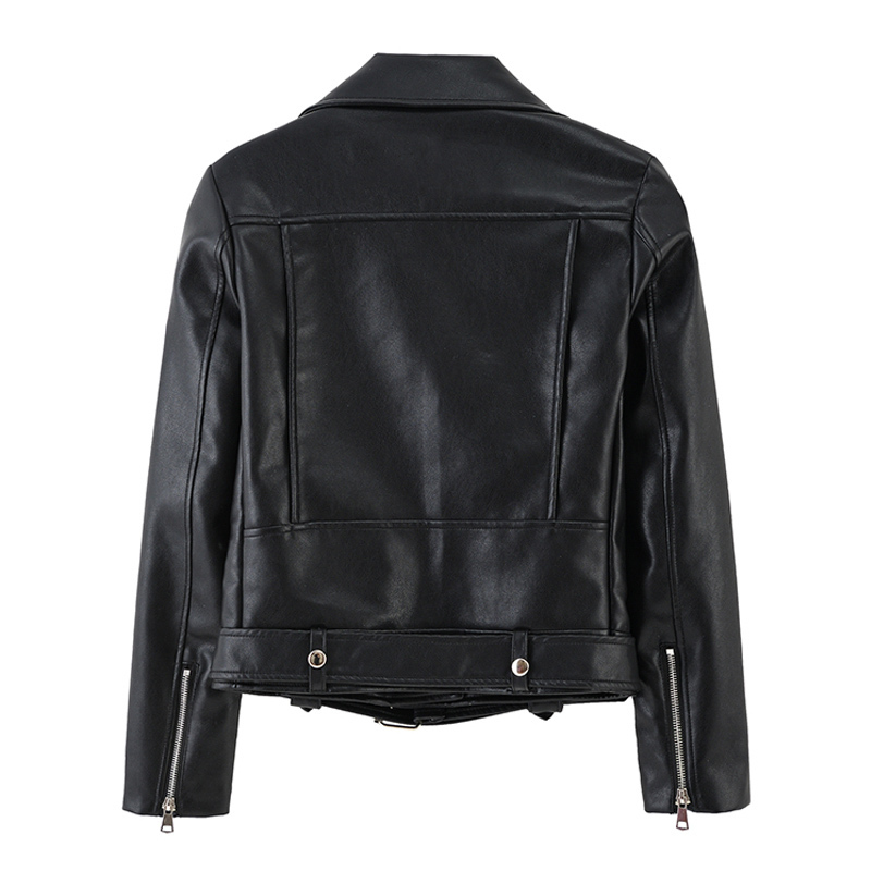 New Women Autumn Pu Leather Jacket Fashion Black Zipper Motorcycle Coats Short Leather Ladies Biker Jackets Plus Size Y201006