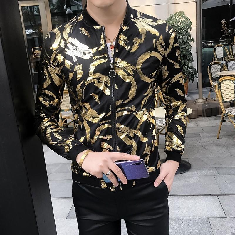 Summer Men Chaqueta Hombre Fashion Prom Club Party Sunscreen Jackets Gold Black Silver Baseball Jacket Men Bomber Print Jacket
Summer Men Chaqueta Hombre Fashion Prom Club Party Sunscreen Jackets Gold Black Silver Baseball Jacket Men Bomber Print Jacket