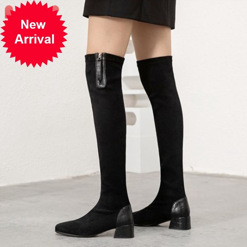 Top quality New Woman on the knee Thick Winter fashion long daily Stretch Women's boots size 31-43, Black.
Top quality New Woman on the knee Thick Winter fashion long daily Stretch Women's boots size 31-43, Black.