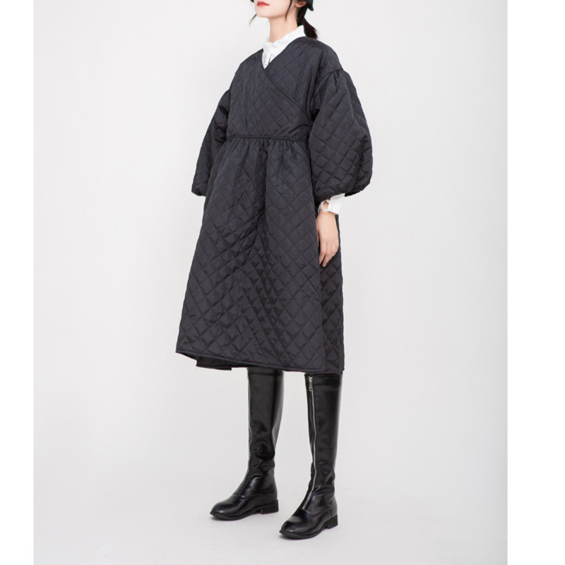 SHENGPALAE Black Korean Fashion Winter Jacket Jackets V Collar Half Sleeve Loose Big Personality Large Hem Coat Women JL103 201217