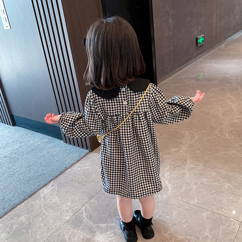 Toddler Girls Dress Plaid Pattern Party Casual Style Kids es Spring Autumn Clothing 220309