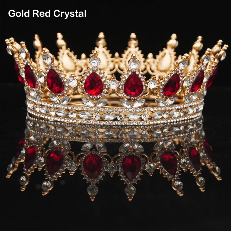 Bridal Round Tiaras and Crowns Crystals Wedding Headpieces Vintage Royal Queen Women Pageant Prom Rhinestone Hair Fascinators Ornaments Hair Jewelry A