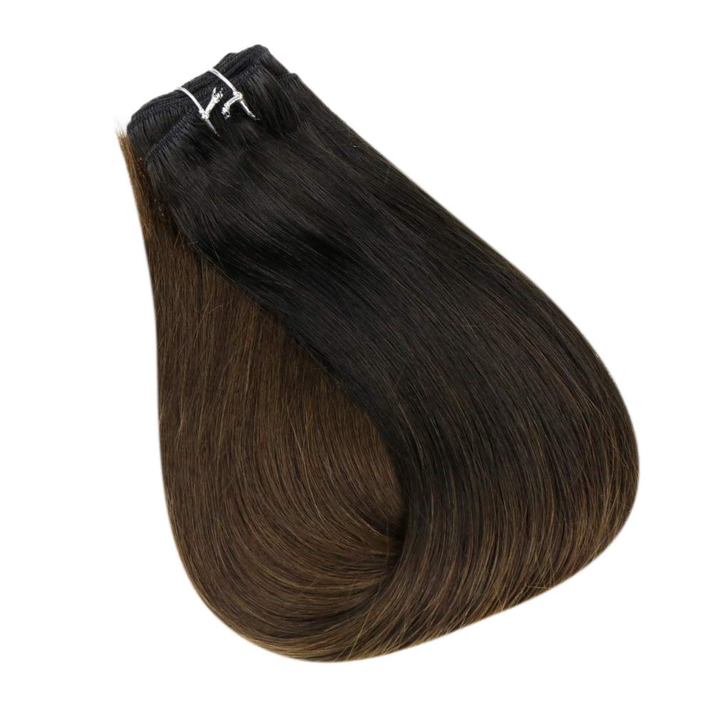 Sew In Double Weft Bundles Slik Straight Highlights Color Brazilian Human Weave Extensions Ombre Remy Hair Bundle 100G