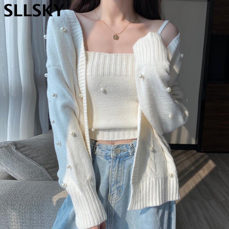 Sllsky Pearl Knitted Cardigans Women 2 Piece Set Autumn 2020 New Sweet Outside Loose Elegant Fashion Female White Sweater Coat, Purple
Sllsky Pearl Knitted Cardigans Women 2 Piece Set Autumn 2020 New Sweet Outside Loose Elegant Fashion Female White Sweater Coat, Purple