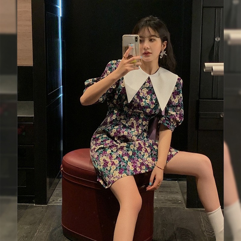 2021 New Plus size dressed as summer 20retro female lapel floral mini sexy print chiffon dress Korean puff sleeve 6NHN, Lavender
2021 New Plus size dressed as summer 20retro female lapel floral mini sexy print chiffon dress Korean puff sleeve 6NHN, Lavender
