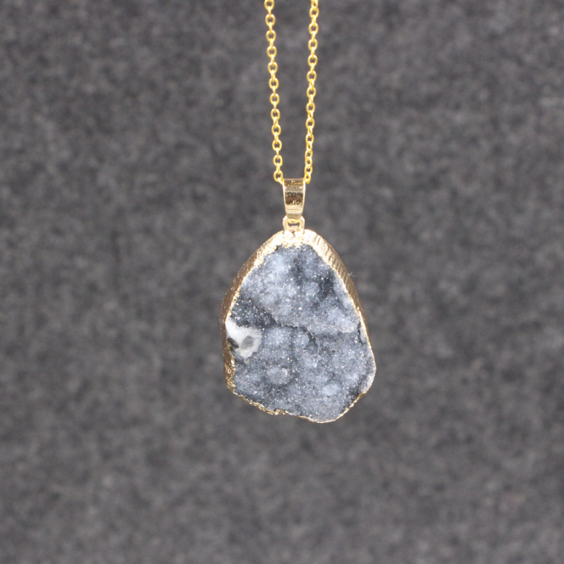 Colorful Irregularity Raw Natural Stone Pendant Necklace Jewelry for Lover Gift