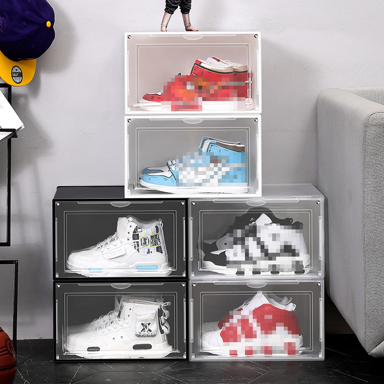 Clear Plastic Shoe Box Dustproof Moisture-proof Stackable Shoebox Transparent Drawer Sort Out Shoes Cabinet Shoe Organizer VT1864, Black/white/transparent 
Clear Plastic Shoe Box Dustproof Moisture-proof Stackable Shoebox Transparent Drawer Sort Out Shoes Cabinet Shoe Organizer VT1864, Black/white/transparent