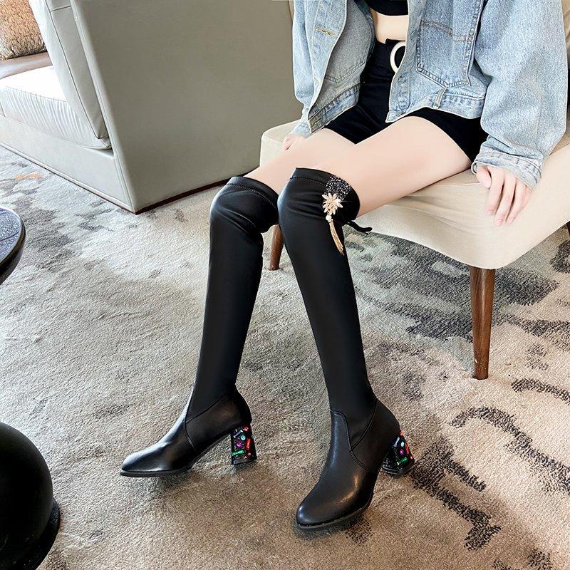 Over The Knee High Boots Women Pumps Sexy Rhinestone Square Heel Knight Boots Solid Color Women Shoes Zapatillas Mujer Winter, Black
Over The Knee High Boots Women Pumps Sexy Rhinestone Square Heel Knight Boots Solid Color Women Shoes Zapatillas Mujer Winter, Black