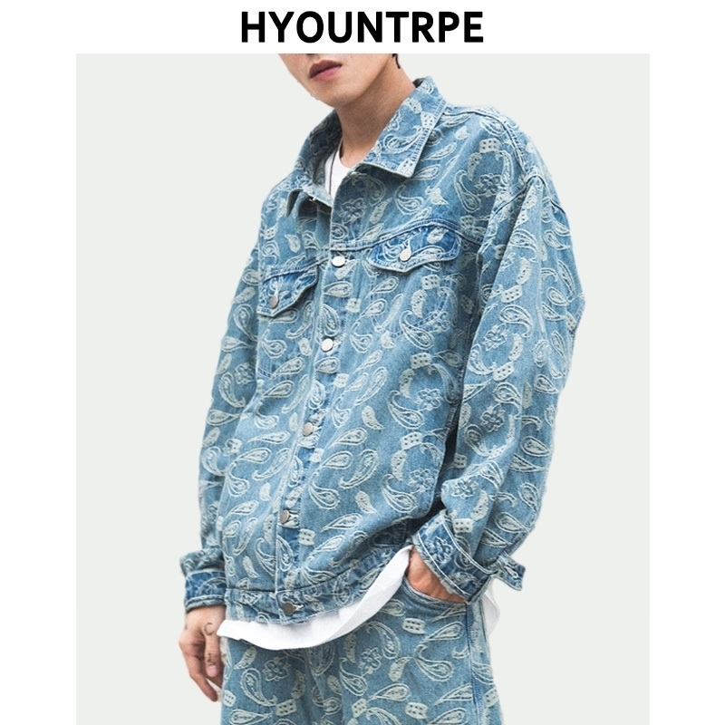 Mens Embroidery Denim Jackets Fashion Turn Down Collar Long Sleeve Jean Outerwear New Spring Casual Streetwear Jeans Jackets 201130