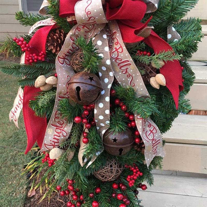 Christmas Ornament Swag Wreath Ribbon Pine Cone Door Mount Teardrop Swag Wreath Outdoor Hanging Wall Decoration8067986