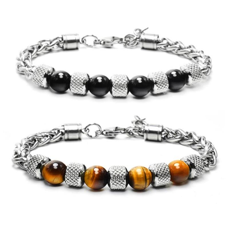 Fashion Man Stainless Steel Bracelet Natural Stone Bead Charm Bracelet 8mm Tiger Eye Stone Bead Chain For Women Gift
Fashion Man Stainless Steel Bracelet Natural Stone Bead Charm Bracelet 8mm Tiger Eye Stone Bead Chain For Women Gift