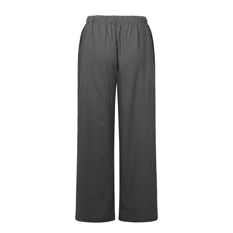 2019 Women Loose Long Pants Wide Leg Pants Cotton Linen Summer Casual Femme Pants Elastic Mid Waist Straight Harem Trousers T200319