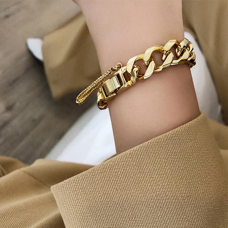 Amorcome Punk Link Chain Bracelets Bangles For Women Gold Color Chunky Thick Chain Bracelet Fashion Pulseira Female Jewelry Gift
Amorcome Punk Link Chain Bracelets Bangles For Women Gold Color Chunky Thick Chain Bracelet Fashion Pulseira Female Jewelry Gift