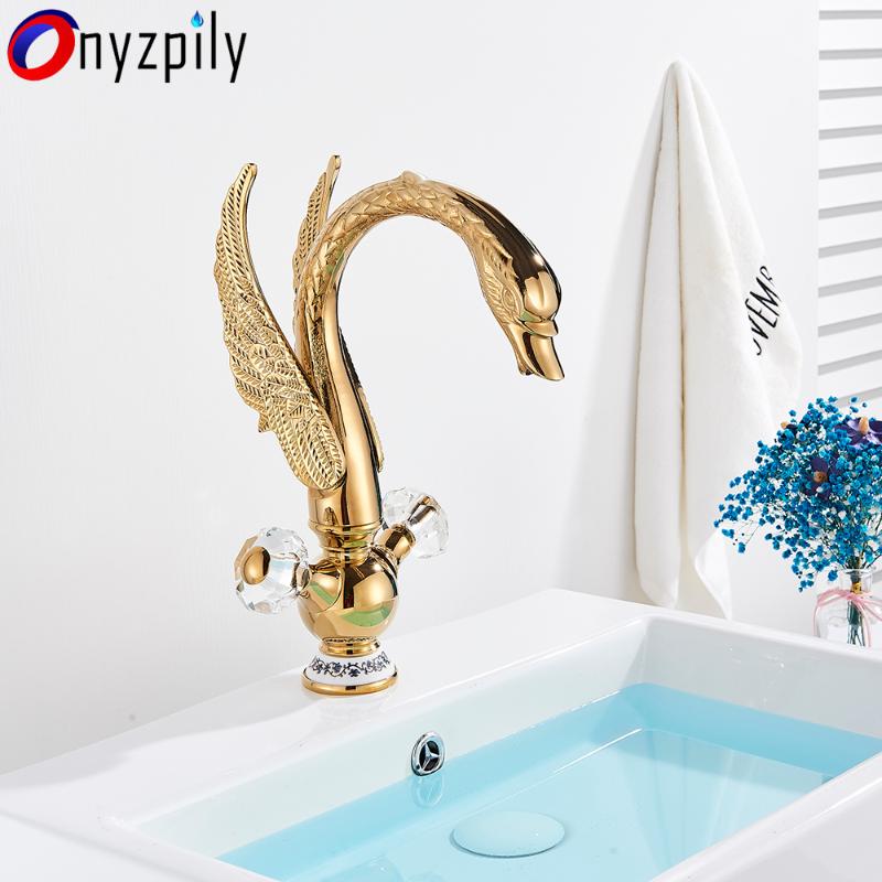 Onyzpily Golden Swan Luxury Copper Basin Faucet Bathroom Mixer Taps Plated Swan Washbasin Faucet Mixers Sink Taps Torneiras
Onyzpily Golden Swan Luxury Copper Basin Faucet Bathroom Mixer Taps Plated Swan Washbasin Faucet Mixers Sink Taps Torneiras
