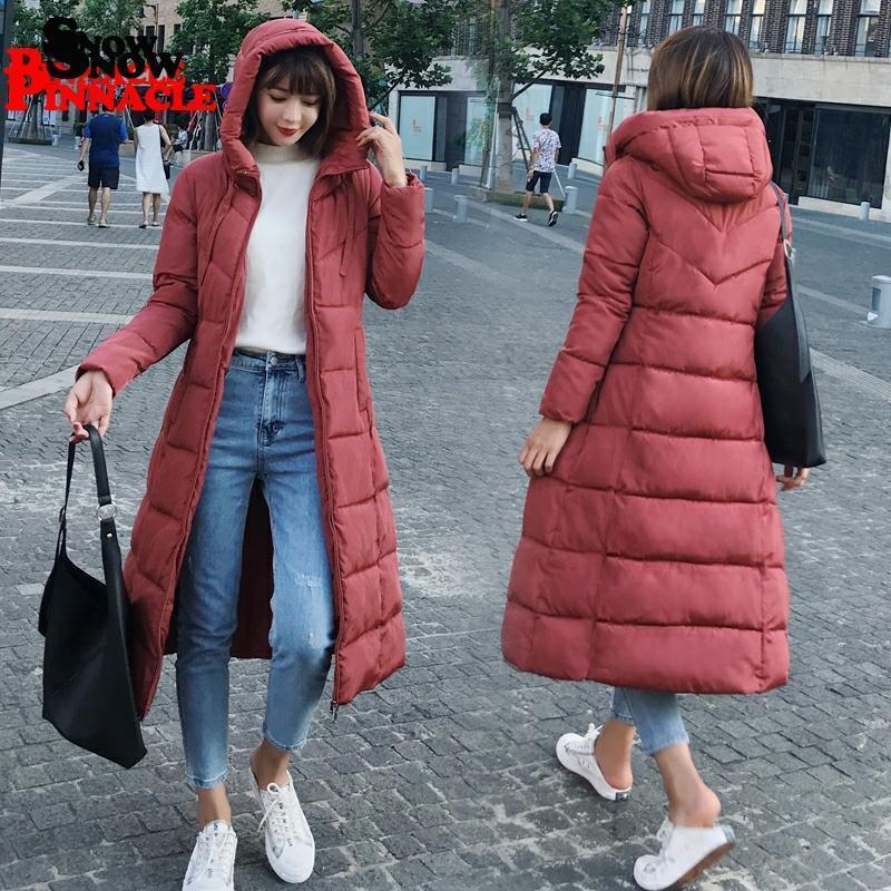 Plus size women X-long Parkas jacket Casual solid thicken warm Hooded X-long Jacket coat -25degrees outwear clothing M-6XL 201019
