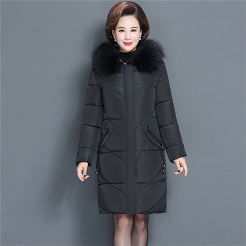 Women's winter jacket fur collar female jacket slim cotton-padded long jacket outerwear winter coat parka Large size 6XL 201217