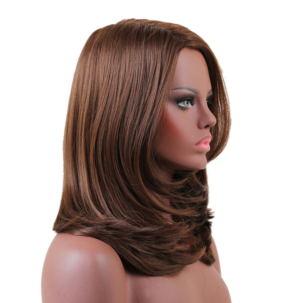 Brown Long Straight Synthetic Full Wig Women Natural Cosplay Wig Heat Safe