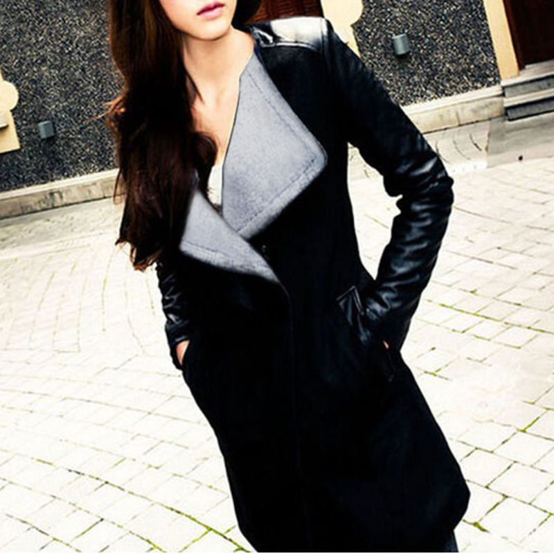 XUXI New Women Spring Fashion Woman Cost Patchwork Slim Wool Female Overcoat Winter Spring Overcoat Manteau Femme FZ795 201216