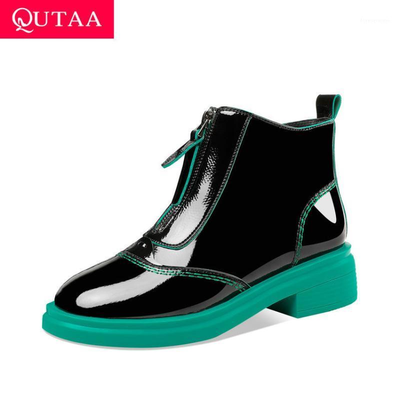 QUTAA 2021 Mixed Color Ankle Boots PU Patent Leather Zipper Ladies Pumps Round Toe Square Heel Fashion Women Shoes Size 34-391, Green
QUTAA 2021 Mixed Color Ankle Boots PU Patent Leather Zipper Ladies Pumps Round Toe Square Heel Fashion Women Shoes Size 34-391, Green