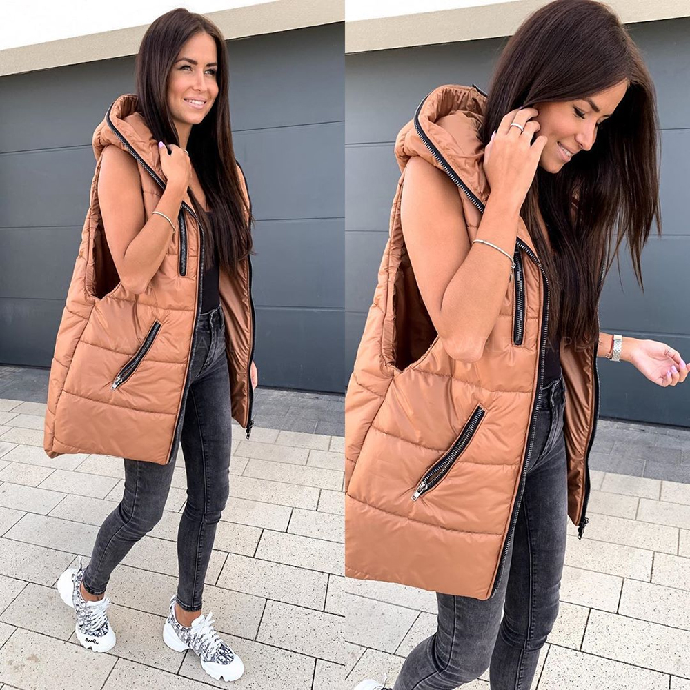 Ultra Light Winter Coat Jacket For Women Sleeveless Zipper Pocket Warm Thick Parka Outerwear Ladies Overcoats Waterproof D30 201201