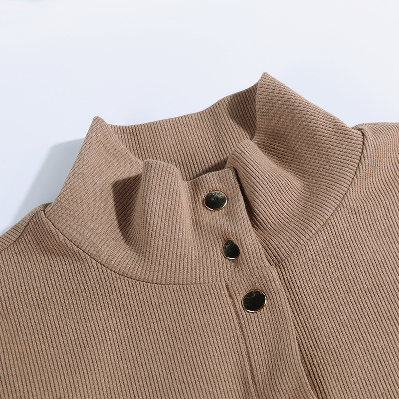 WannaThis Women Casual Dress Button Solid Hight Neck Slim Hollow Out Sexy Long Sleeve Solid Autumn Winter Hole Party Dress T200416