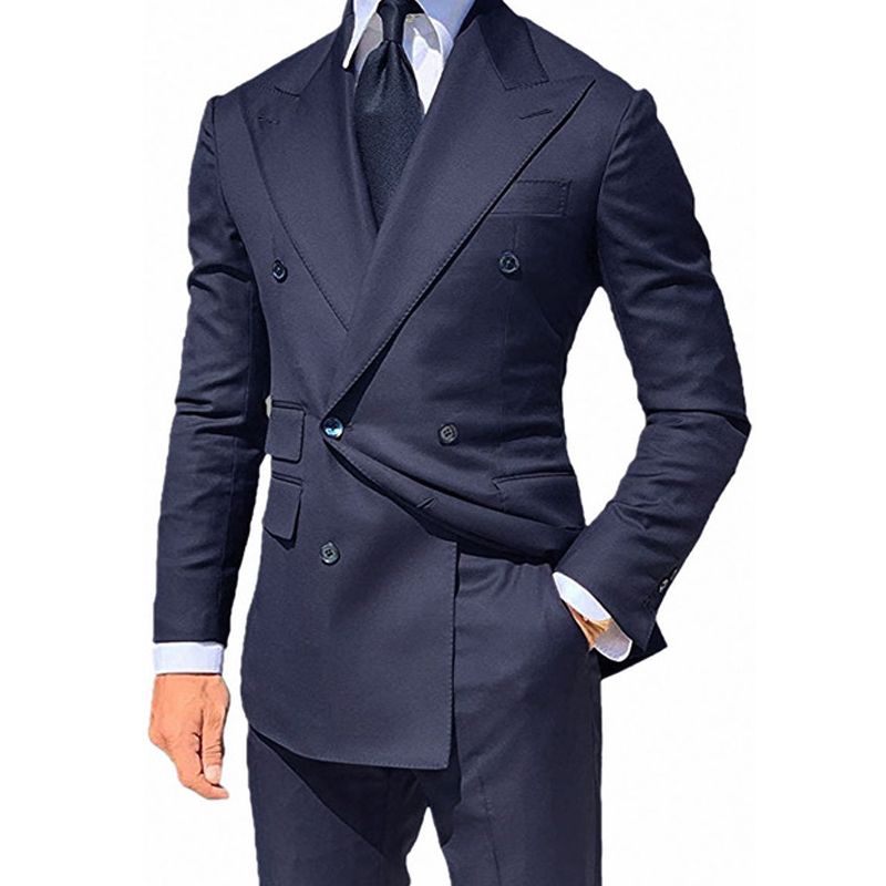 Yellow Double Breasted Slim fit Suits for Men Peaked Lapel Custom 2 piece Wedding Groom Tuxedos Man Fashion Clothes Set Jacket 201106