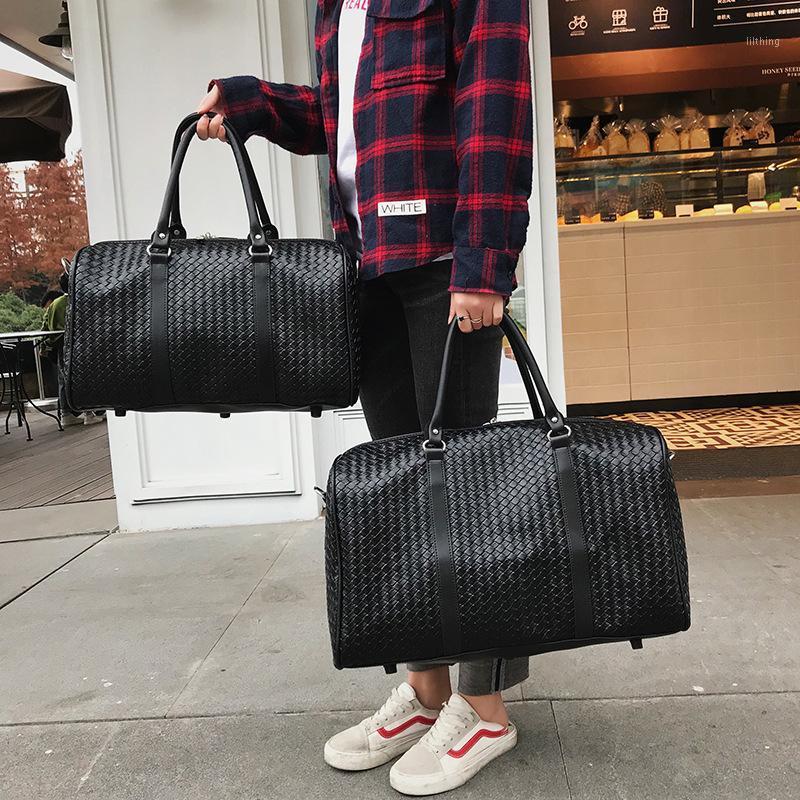 Handbags Men's Travel Bag Large Capacity Woven Luggage Bag Light Woman's Short Trip One Shoulder Fitness1, Black 
Handbags Men's Travel Bag Large Capacity Woven Luggage Bag Light Woman's Short Trip One Shoulder Fitness1, Black