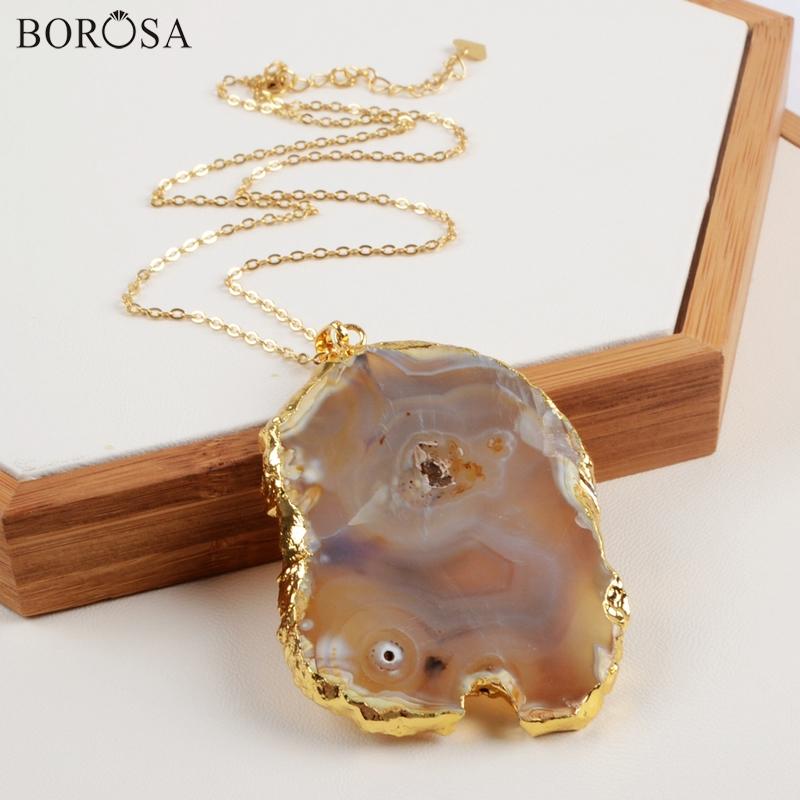 BOROSA 1piece Freeform Natural Color Onyx Druzy Agates Geode Slice Pendant Necklace Wholesale CL160
BOROSA 1piece Freeform Natural Color Onyx Druzy Agates Geode Slice Pendant Necklace Wholesale CL160