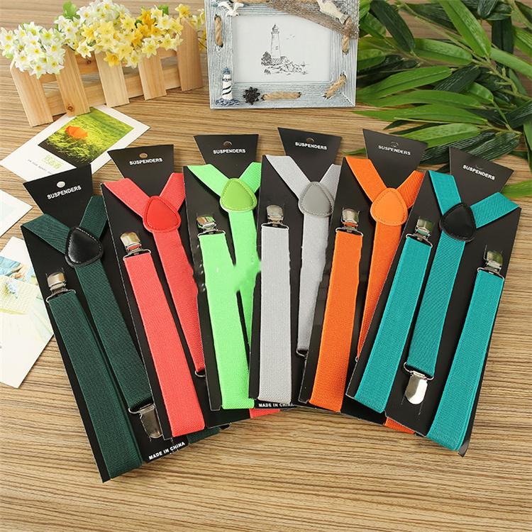 42 colors Adult women and Mens suspenders X-Back 1" Wide Adjustable Solid Straight Clip Suspenders For Trousers accessories Wholesale