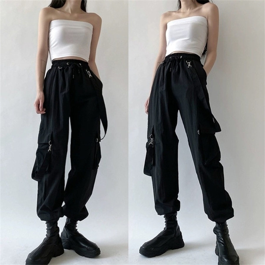 Women Fashion Harajuku Cargo Pants Black Detachable Strap Trousers Female Elastic Waist Streetwear Pants Plus Zise Casual Pants 201118, Light grey
Women Fashion Harajuku Cargo Pants Black Detachable Strap Trousers Female Elastic Waist Streetwear Pants Plus Zise Casual Pants 201118, Light grey