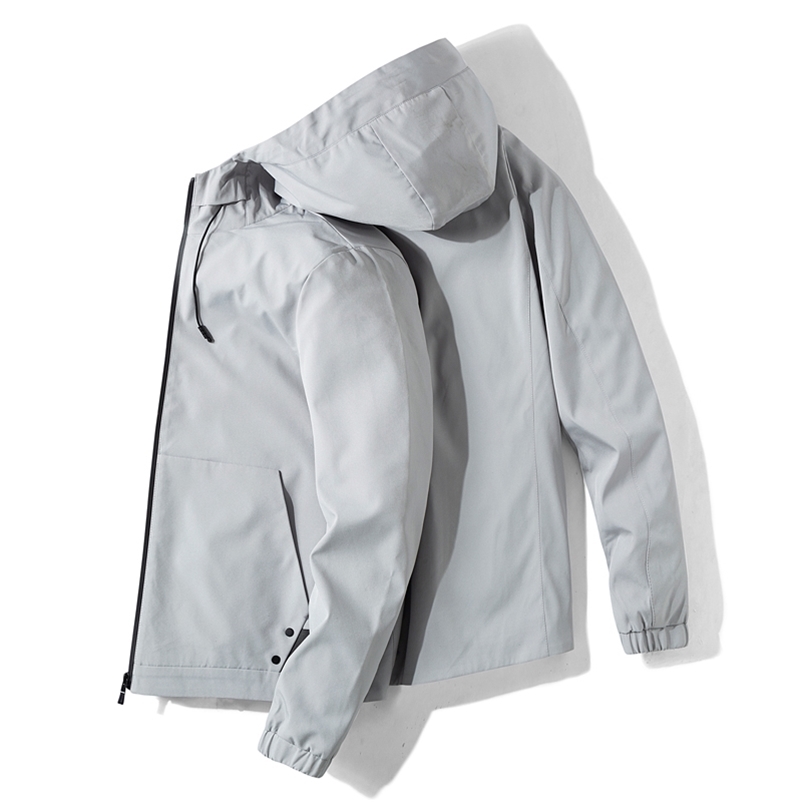 Men's Windbreaker Jacket Solid Hooded With Side Pocket Jackets For Men Winter Casual Bomber Male Jacket Hoodies Chaqueta Hombre 201218