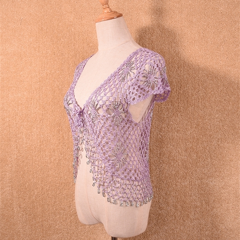 Plus Size fashion Women's Short Sleeve Crochet Shrug Lace Hollow Out Many colors Tassel Sweater Cape Cardigan Shurg w309 201023