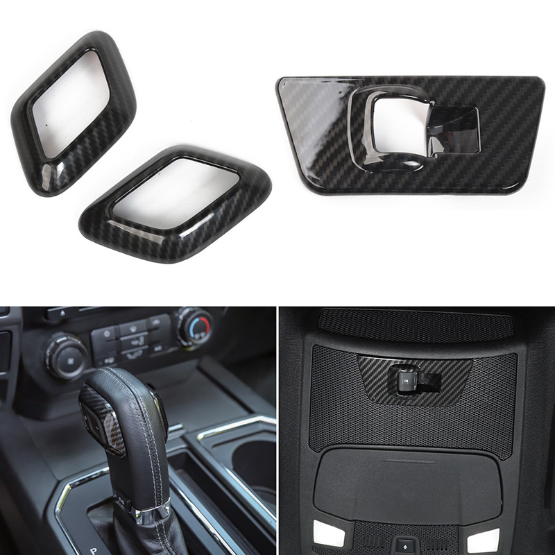 21PCS Carbon Fiber Interior Decoration Accessories Cover Trim For Ford F150 2015+ Car Interior Suite Accessories