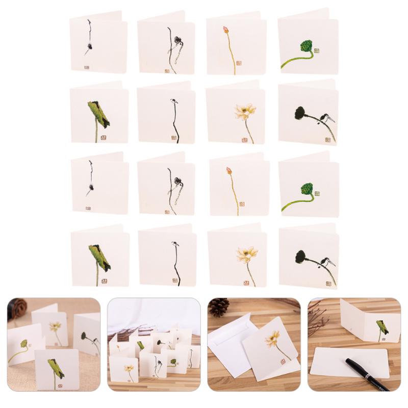 1 Set 80 Pcs Classic Chinese Style Greeting Cards Folding Cards (White Green