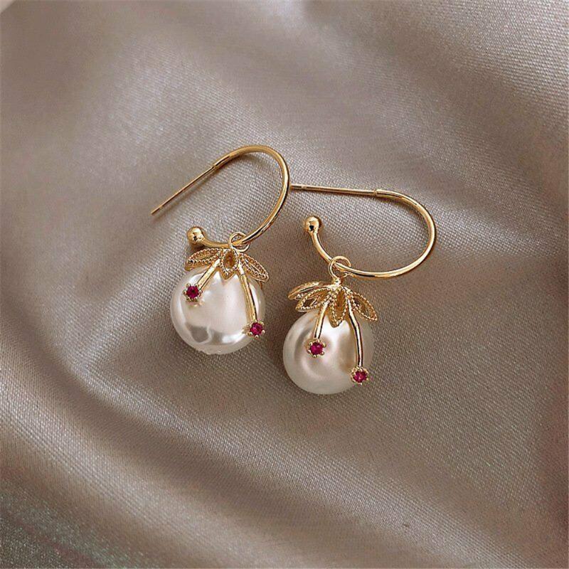 Sweet Romantic Pearl Cherry Leaf Earrings Hoop Drop Dangle Women Party Jewelry Gifts
Sweet Romantic Pearl Cherry Leaf Earrings Hoop Drop Dangle Women Party Jewelry Gifts