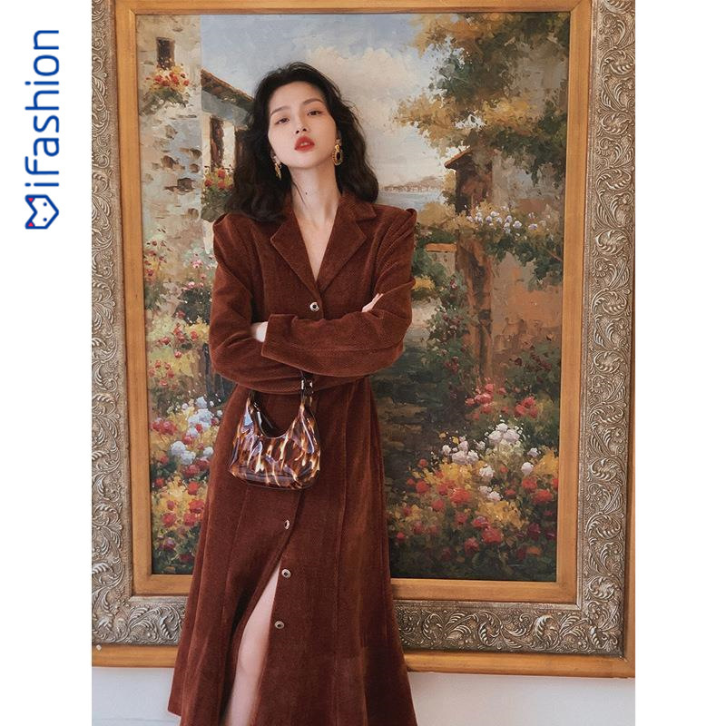 French-style hong style retro 2020 new winter swollen chenille dress knee-length fishtail skirt with belt, Burgundy
French-style hong style retro 2020 new winter swollen chenille dress knee-length fishtail skirt with belt, Burgundy