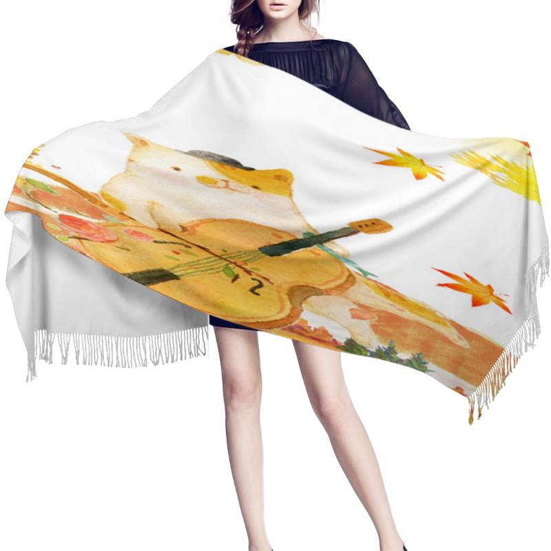Women Cashmere Scarf Thin Lady Autumn Cat Playing Guitar Shawls and Wraps Female Hijab Long Head Scarves
Women Cashmere Scarf Thin Lady Autumn Cat Playing Guitar Shawls and Wraps Female Hijab Long Head Scarves