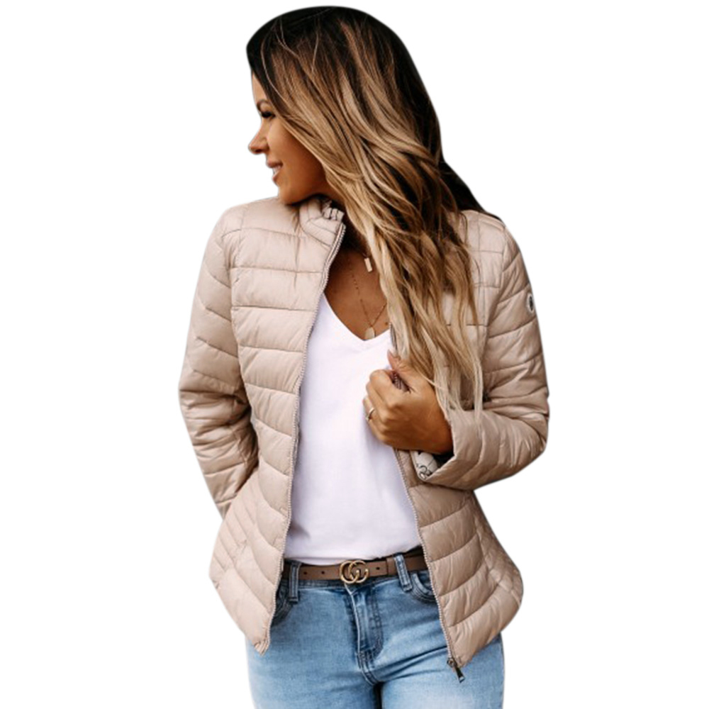Autumn Thin Basic Jacket Coat For Women Ultralight Cotton Zipper Short Parkas Female Fashion Solid Slim Fit Outwear 201019