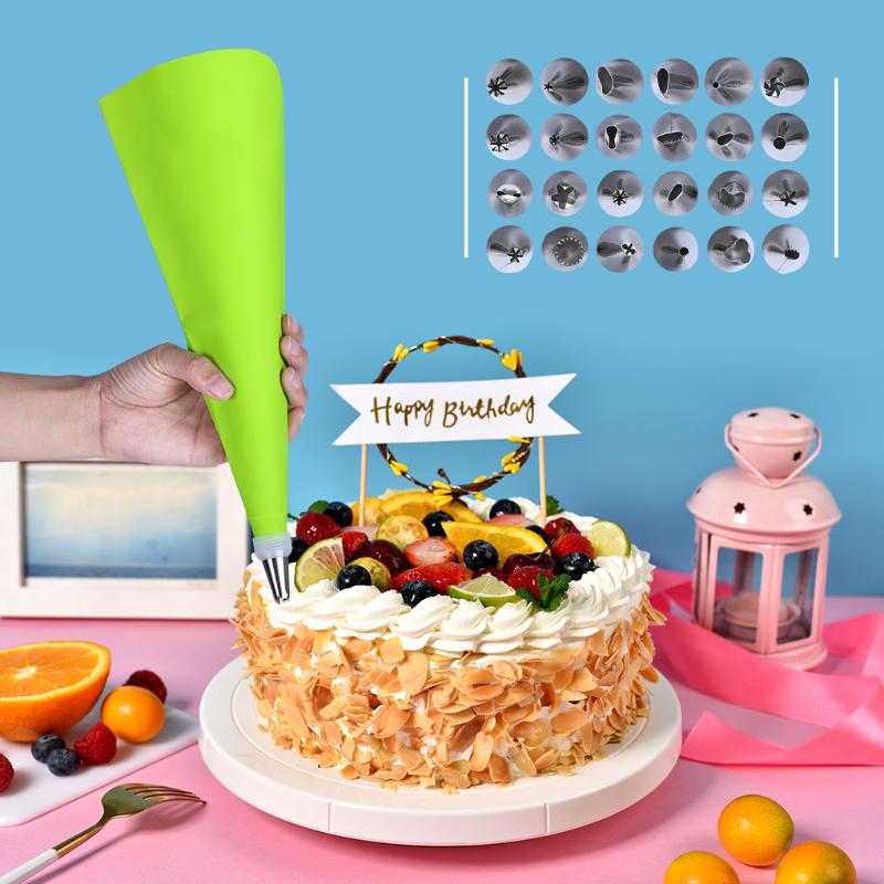 26pcs Silicone Pastry Bag Tips Kitchen DIY Icing Cream Reusable Pastry Bags Nozzle Set Stainless Cake Decorating Tools
26pcs Silicone Pastry Bag Tips Kitchen DIY Icing Cream Reusable Pastry Bags Nozzle Set Stainless Cake Decorating Tools