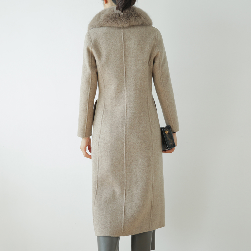 Autumn Winter Fashion rf0191 100% Real Wool Cloak Women with Real Fox Fur Collar Removable Woolen Coat 201216